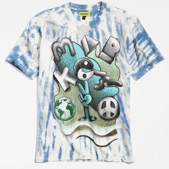 NEW‎ Market UO Urban Outfitters Exclusive Peace To The World Tie Dye T-Shirt XL - Picture 1 of 4